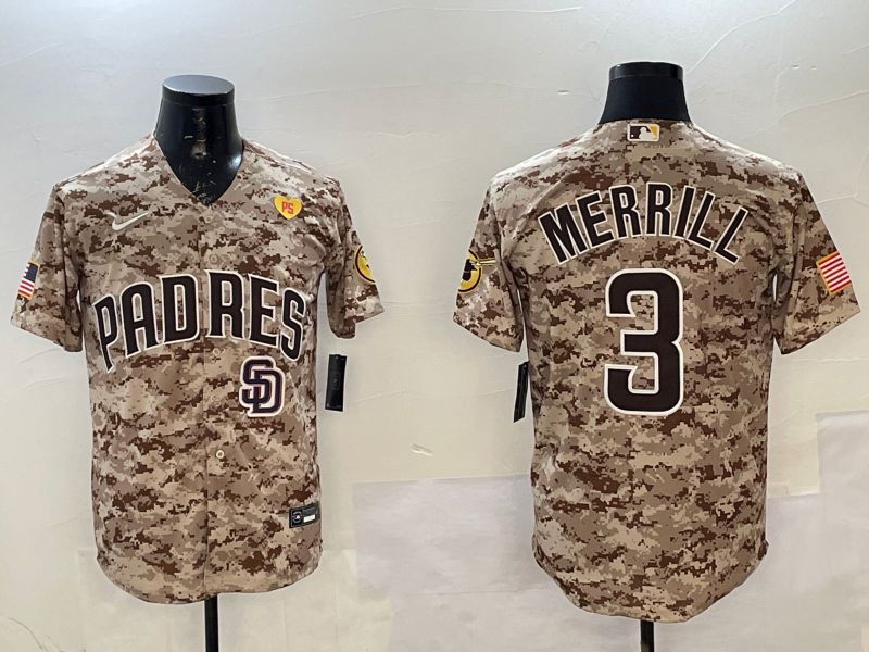 Men San Diego Padres 3 Merrill Camo Game 2025 Nike MLB Jersey style 1